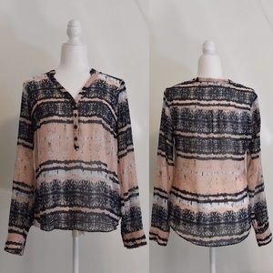 A.N.A. Pink/Blue Pattern Blouse Size M